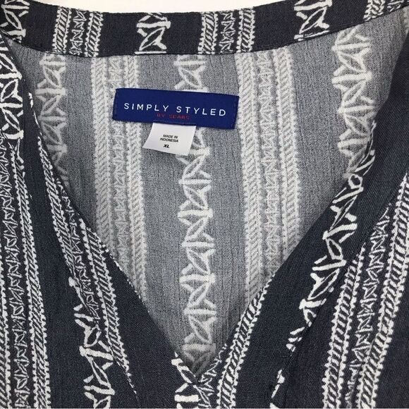 Simply Styled NEW Dusty Blue Pattern Boho Prairie Core Crinkle Dress - Picture 10 of 13